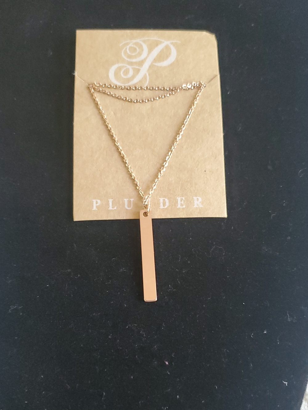 Plunder Find Her Vertical Bar Pendant Necklace